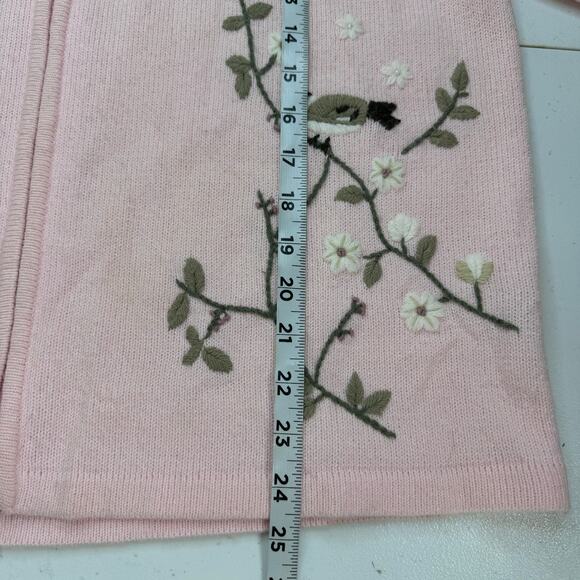 Allison Daley 3-D Knit Floral Bird Full Zip Sweater‎ Women's Large Petite Granny - Picture 8 of 9